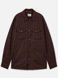 Overshirt Bexley marrone cerata con collo in velluto a costine