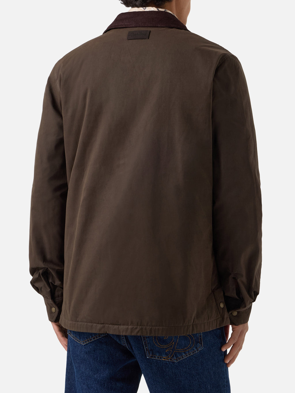 Overshirt Bexley verde militare cerata con collo in velluto a costine