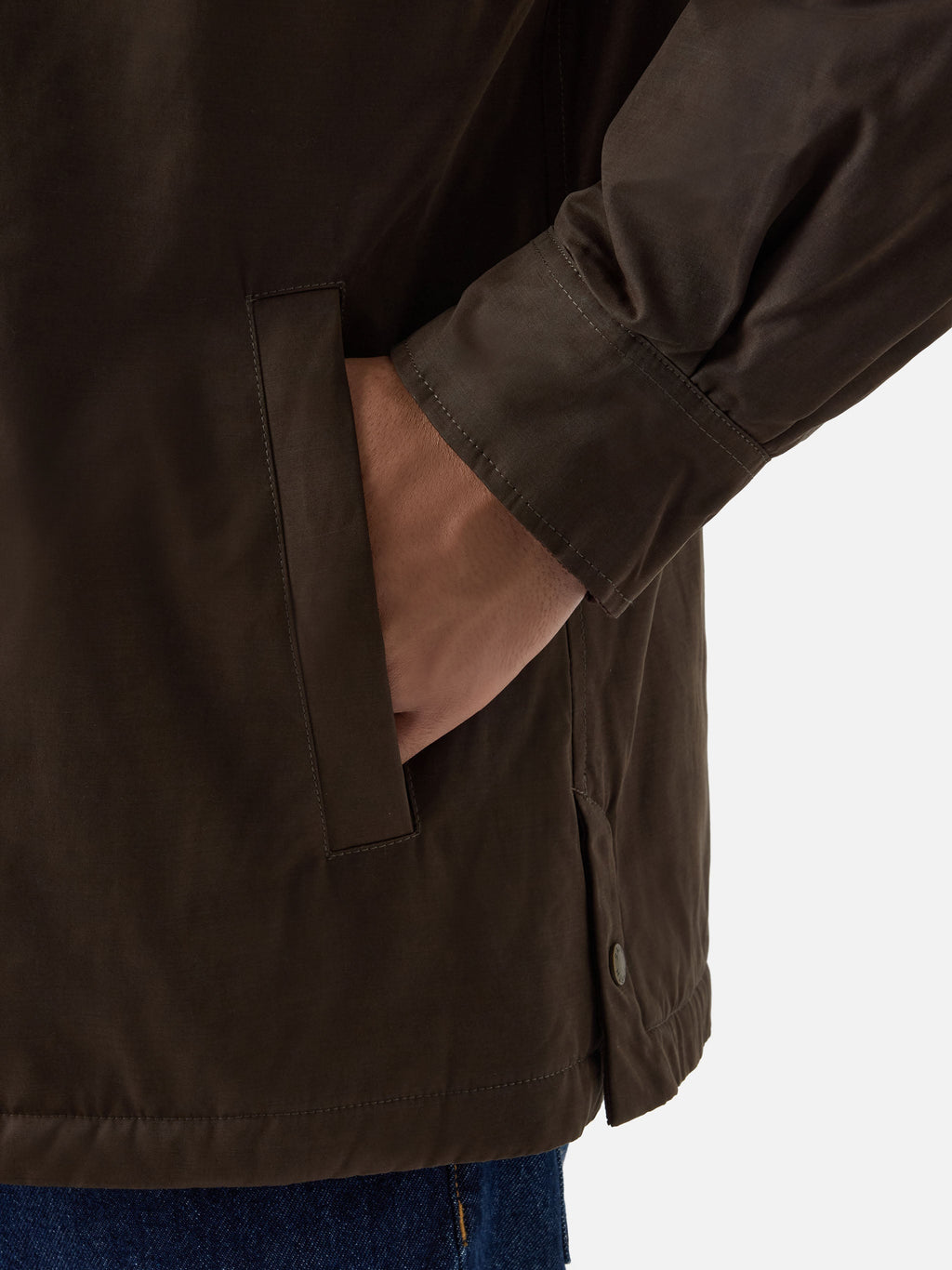 Overshirt Bexley verde militare cerata con collo in velluto a costine