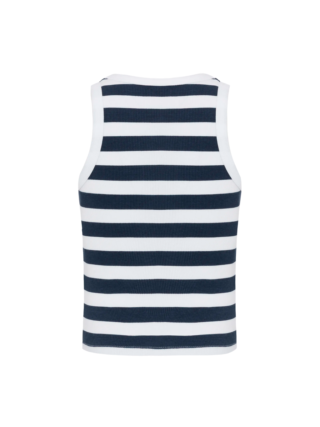 Canotta crop Blue Jr a righe blu navy e bianche con ricamo St. Barth Beach Club