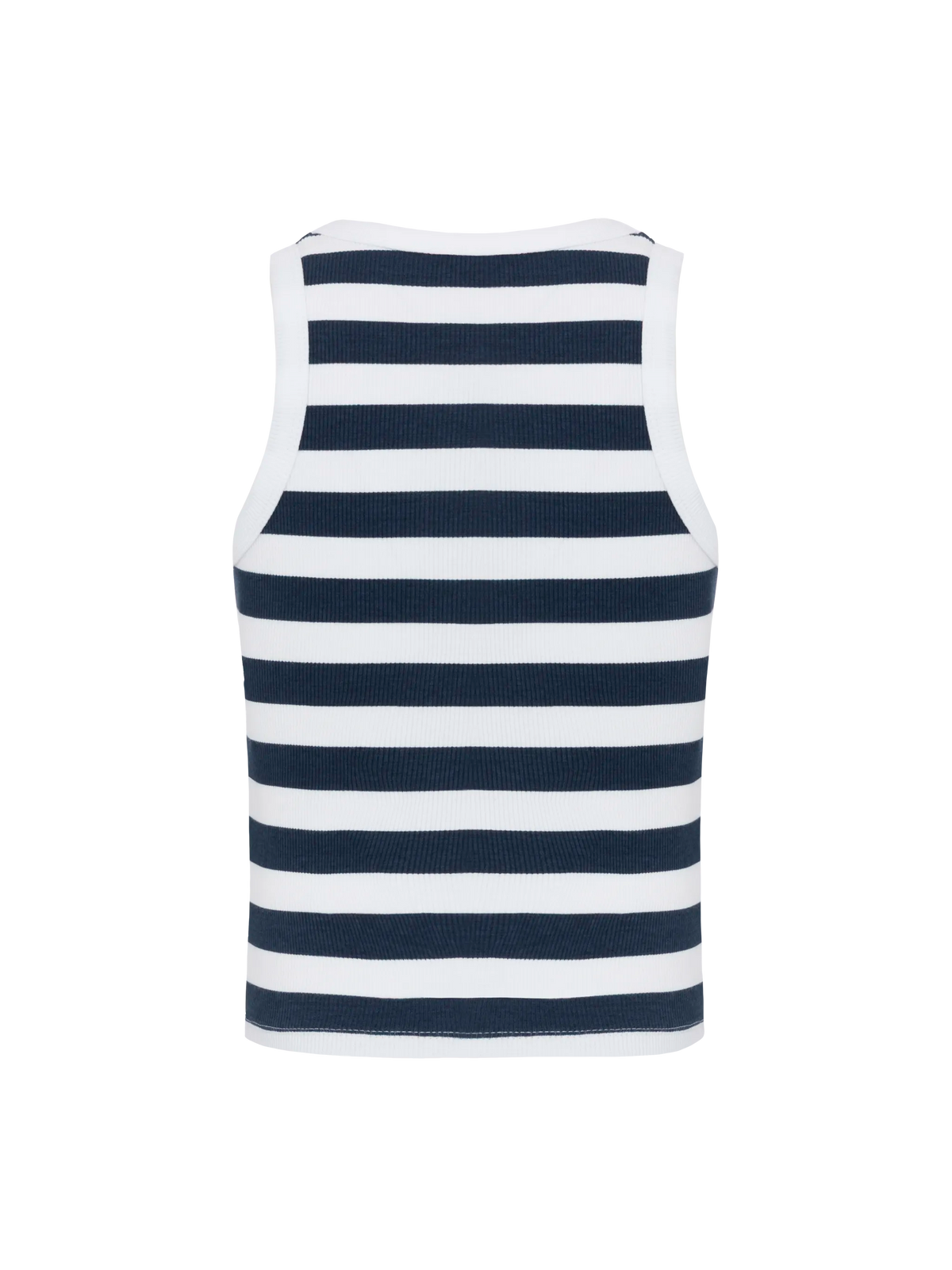 Canotta crop Blue Jr a righe blu navy e bianche con ricamo St. Barth Beach Club