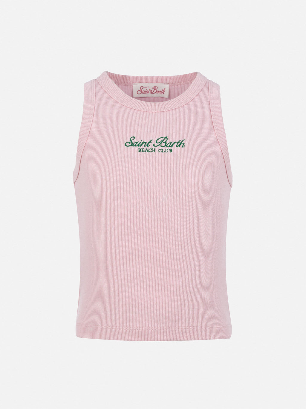 Canotta crop Blue Jr rosa con ricamo St. Barth Beach Club