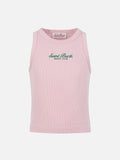 Canotta crop Blue Jr rosa con ricamo St. Barth Beach Club