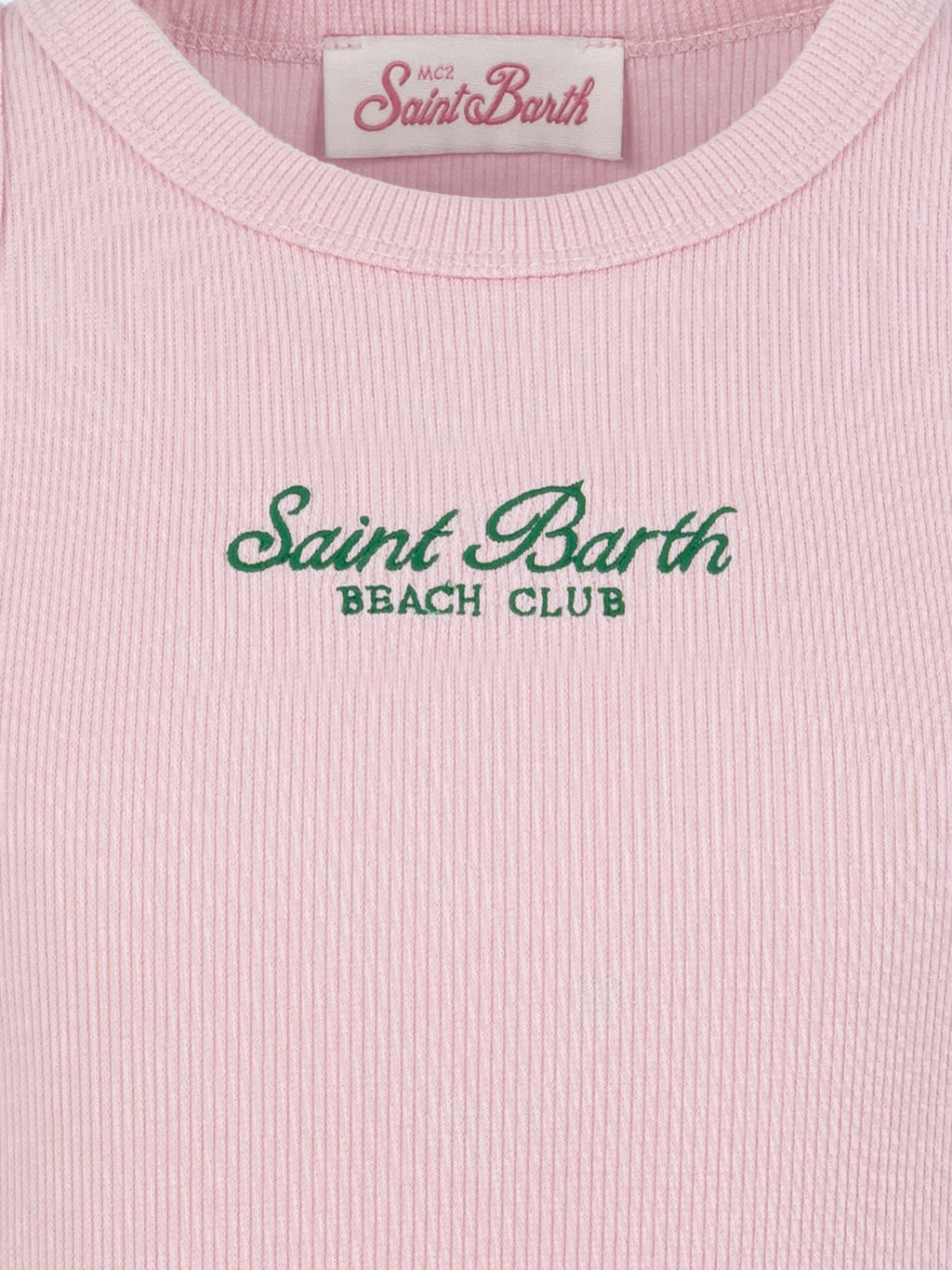 Canotta crop Blue Jr rosa con ricamo St. Barth Beach Club