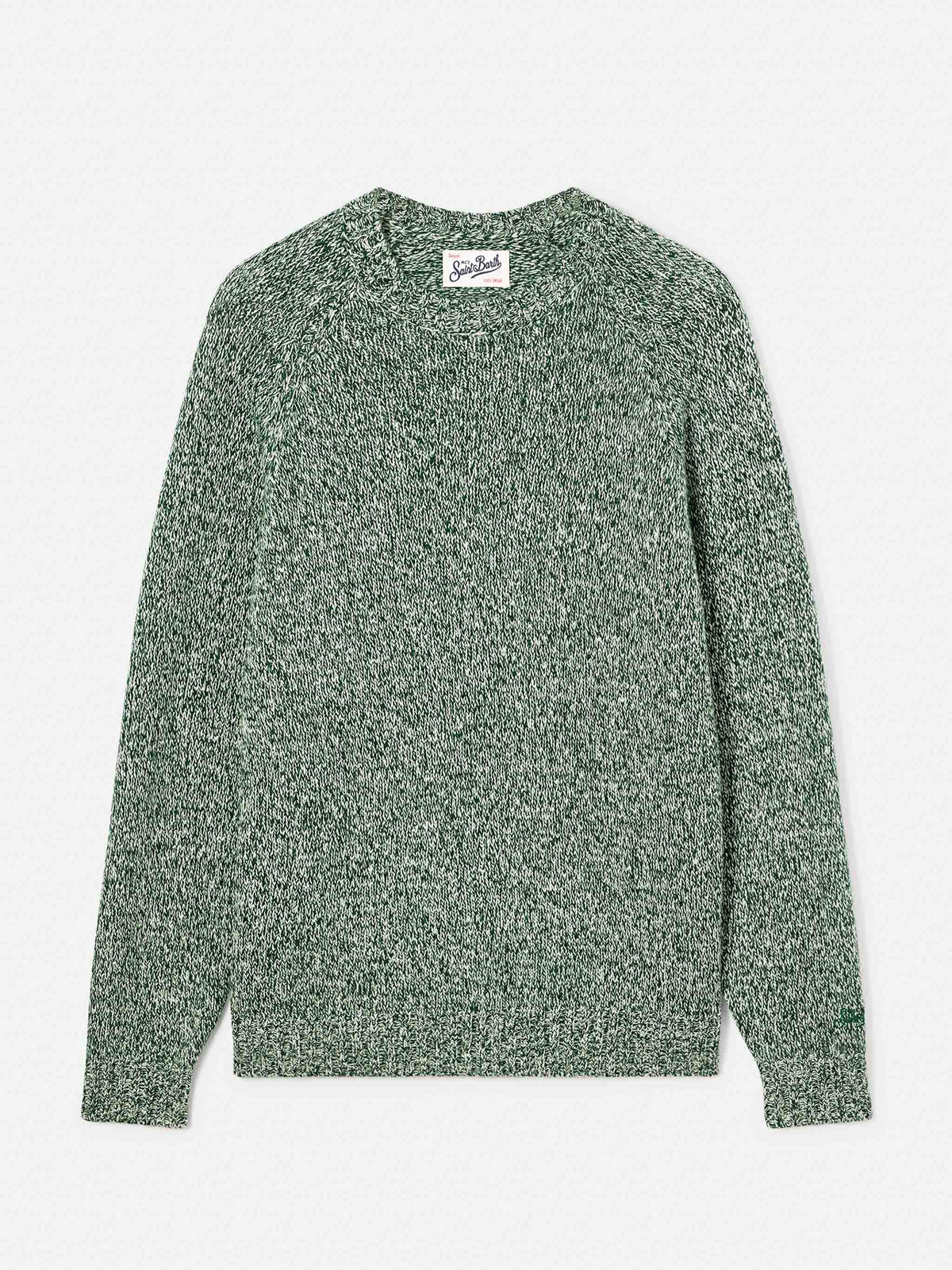 Maglia girocollo Blunt verde in lana con lavorazione mouliné