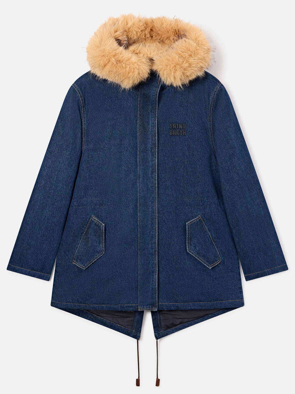 Parka Brenna blu in denim di cotone con cappuccio in product image 1