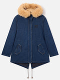 Parka Brenna blu in denim di cotone con cappuccio in product image 1
