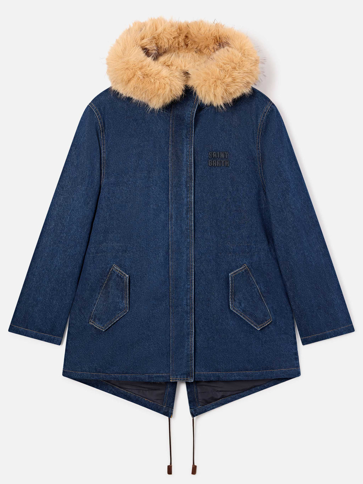 Parka Brenna blu in denim di cotone con cappuccio in product image 1