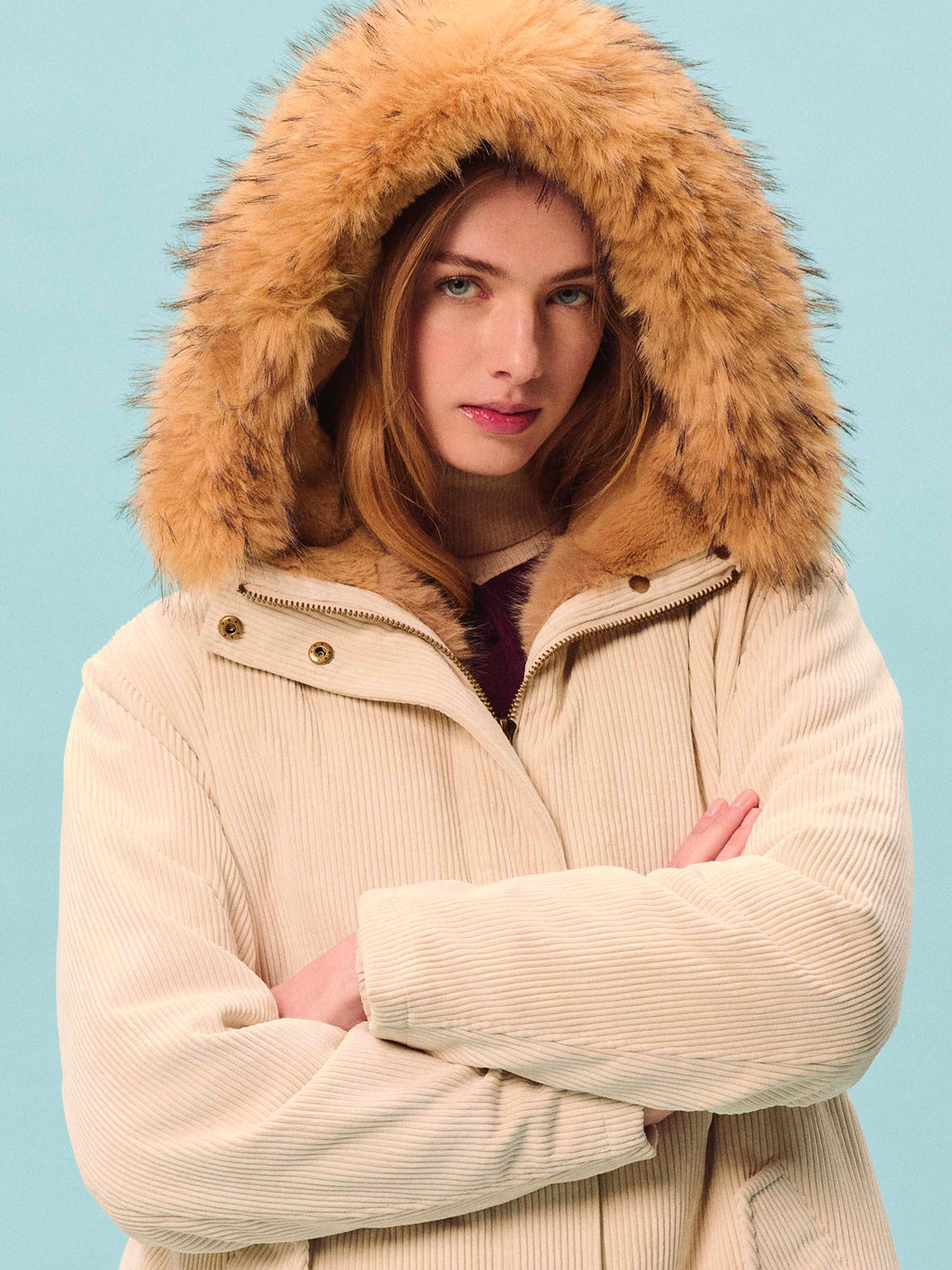 Parka Brenna ghiaccio in velluto a coste con cappuccio in product image 2