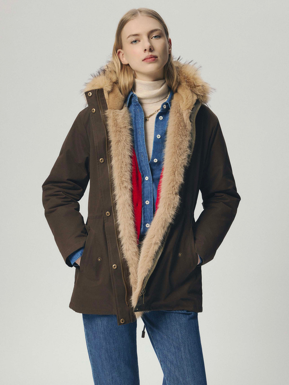 Parka Brenna verde militare in tessuto cerato di misto product image 3