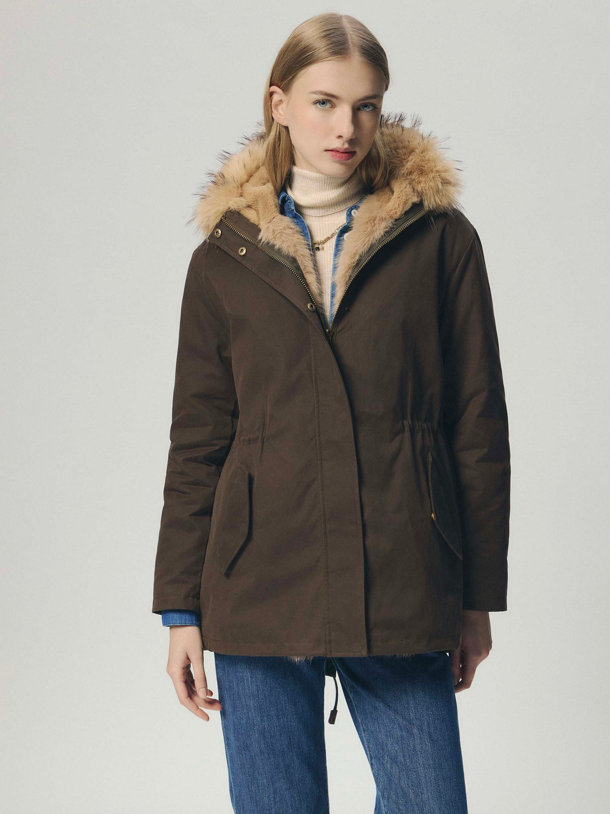 Parka Brenna verde militare in tessuto cerato di misto product image 4