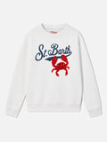 Felpa Bobby bianco panna con patch granchio in spugna product image 1