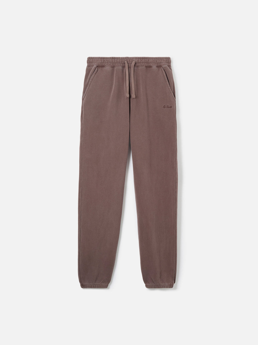 Pantaloni in maglia Bolt marroni in cotone con ricamo logo
