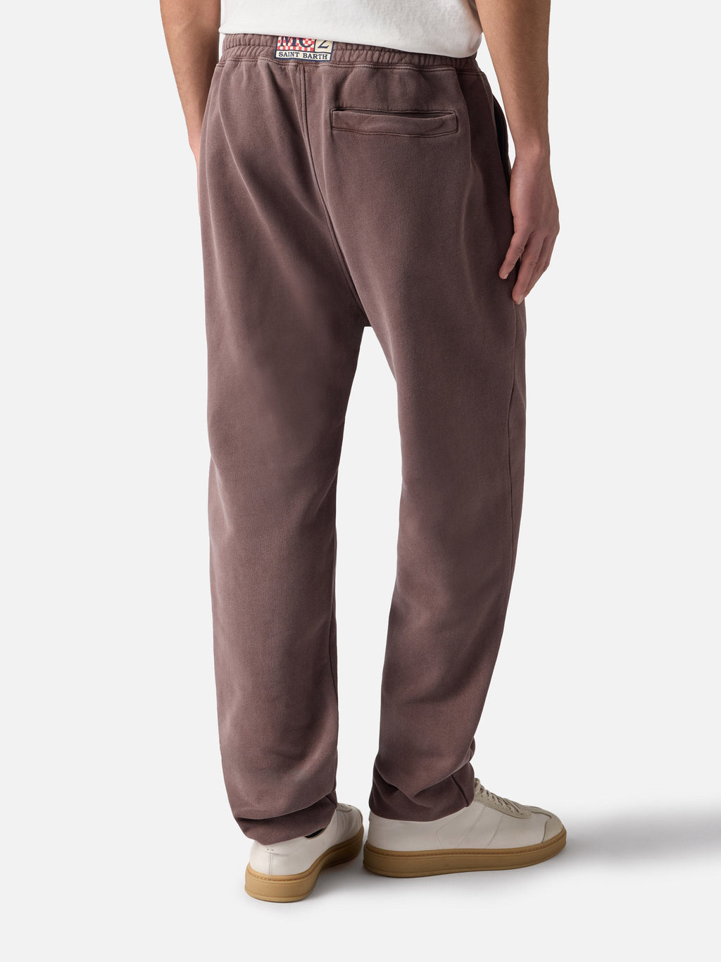 Pantaloni in maglia Bolt marroni in cotone con ricamo logo