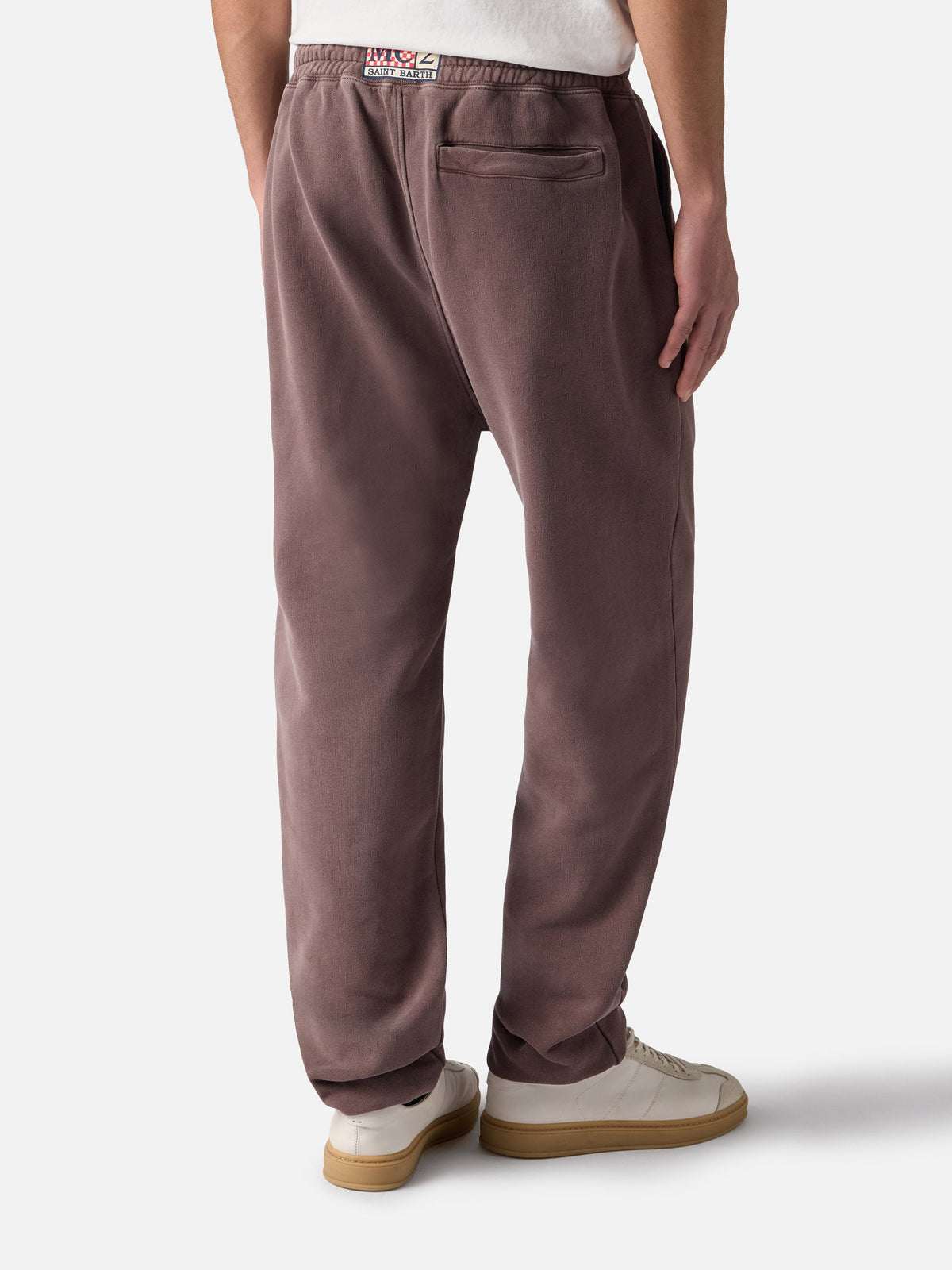 Pantaloni in maglia Bolt marroni in cotone con ricamo logo