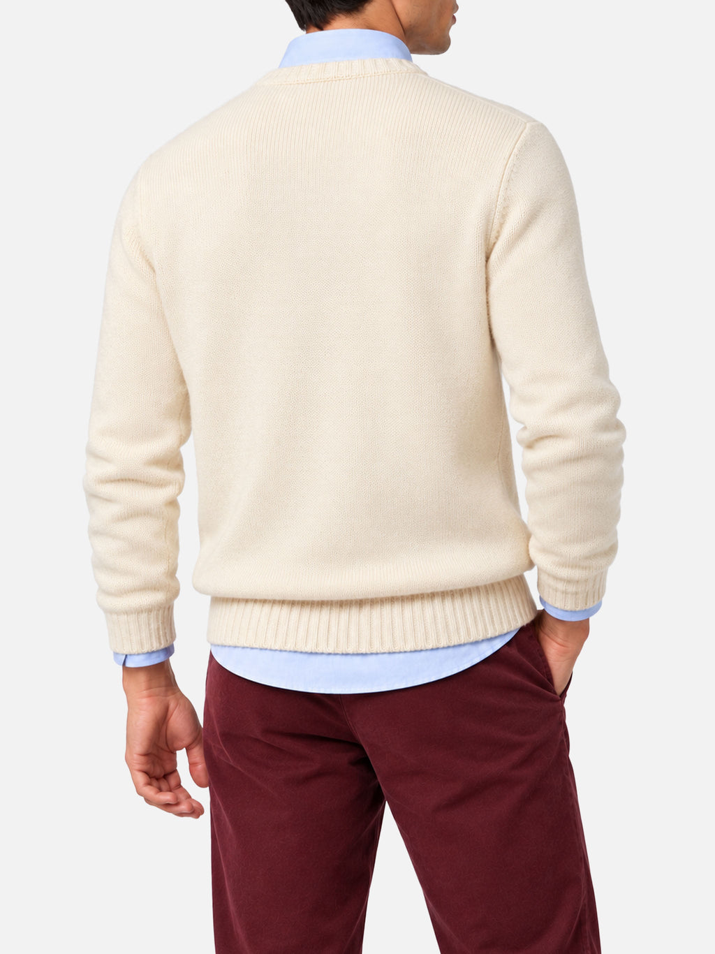 Maglione Bombardino Light bianco panna con jacquard sciatori Engadina