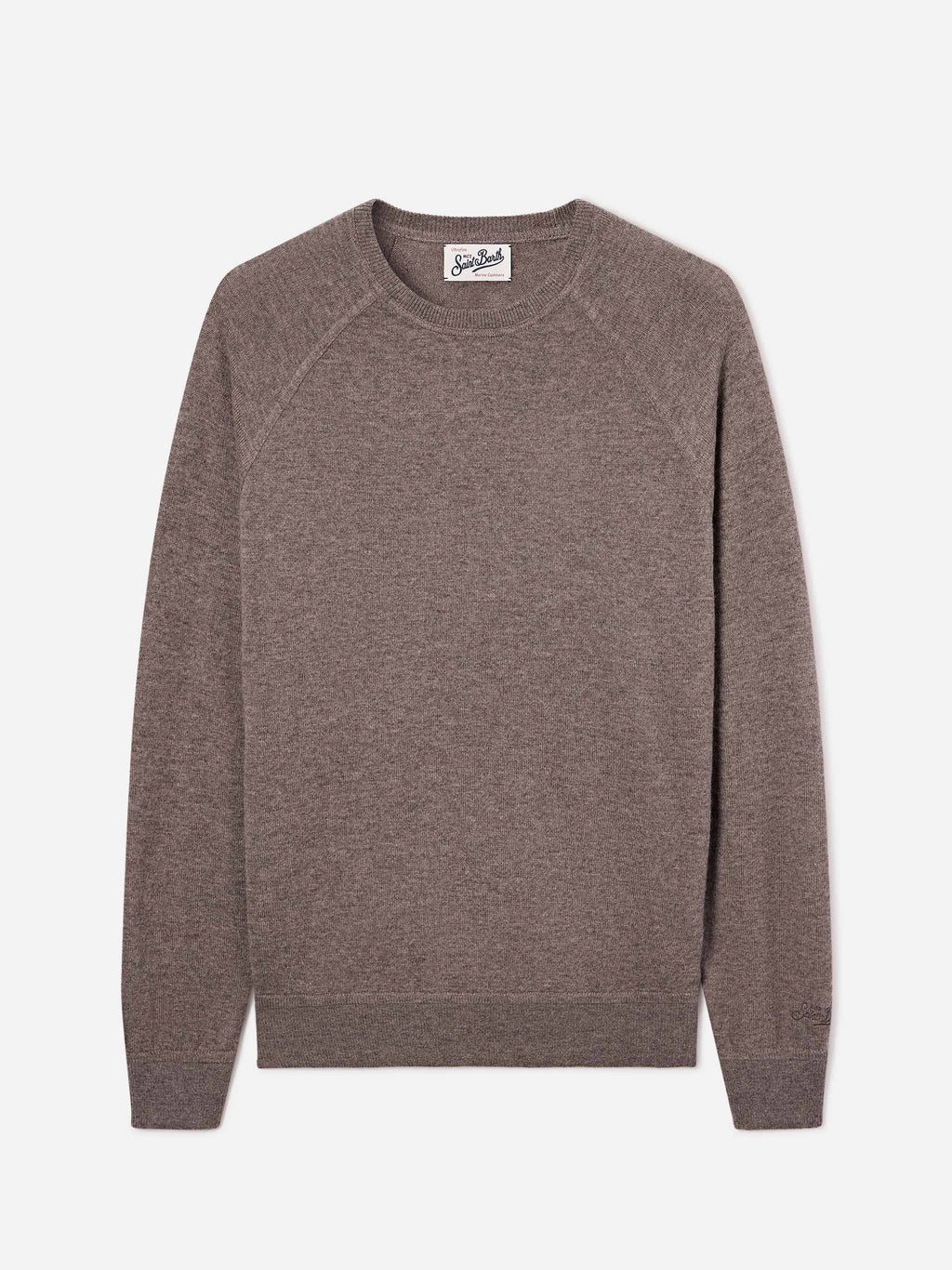 Maglia girocollo Bricklane beige in misto lana merino e cashmere