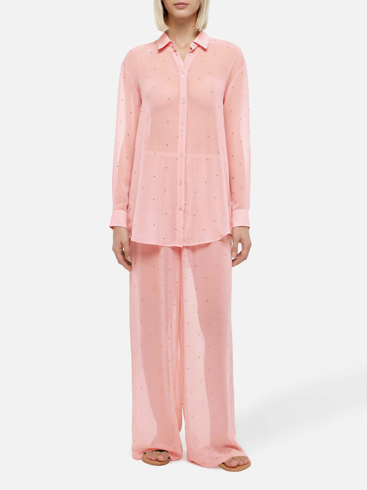 Camicia Brigitte rosa in georgette con strass product image 3