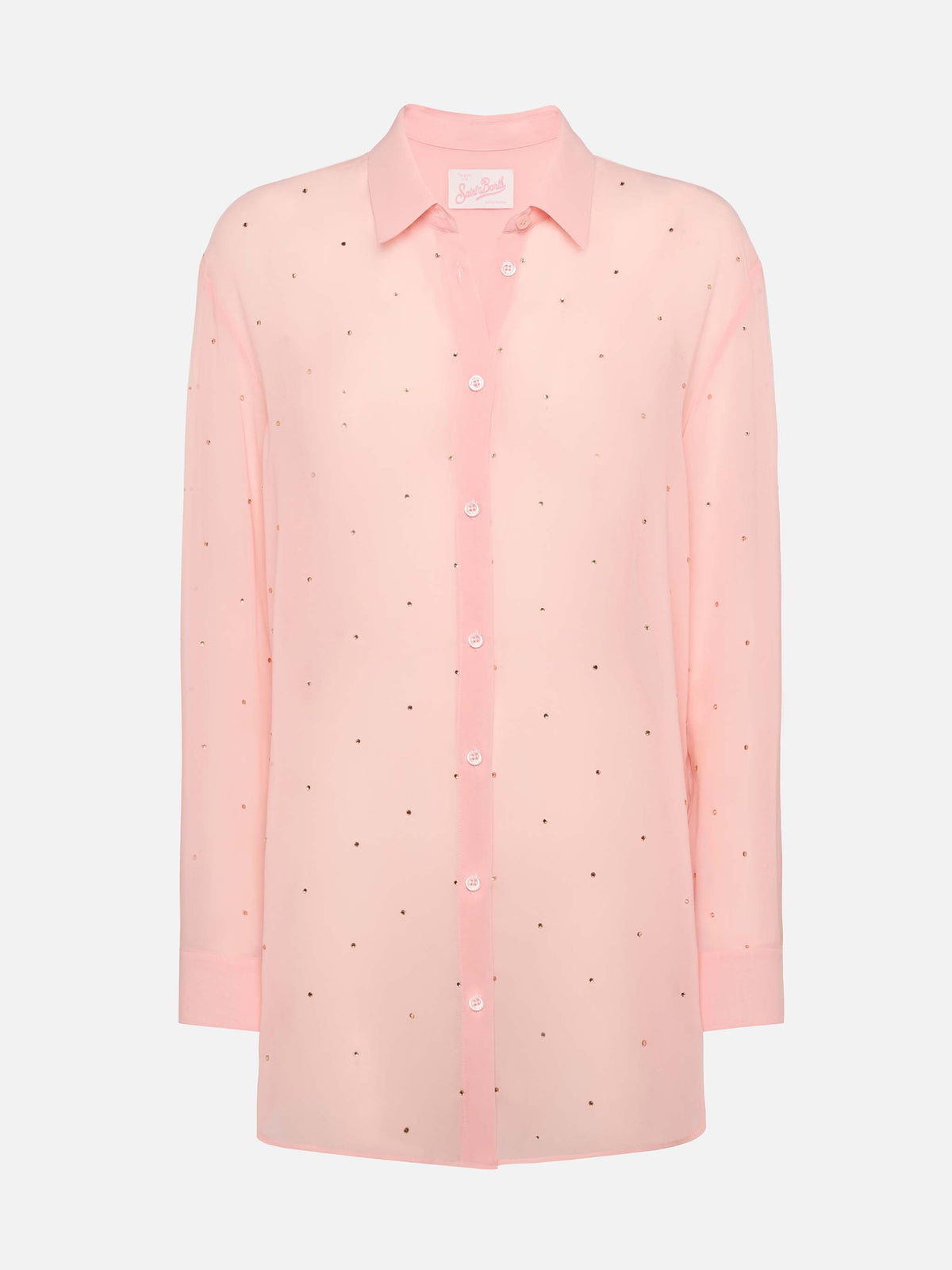 Camicia Brigitte rosa in georgette con strass product image 5