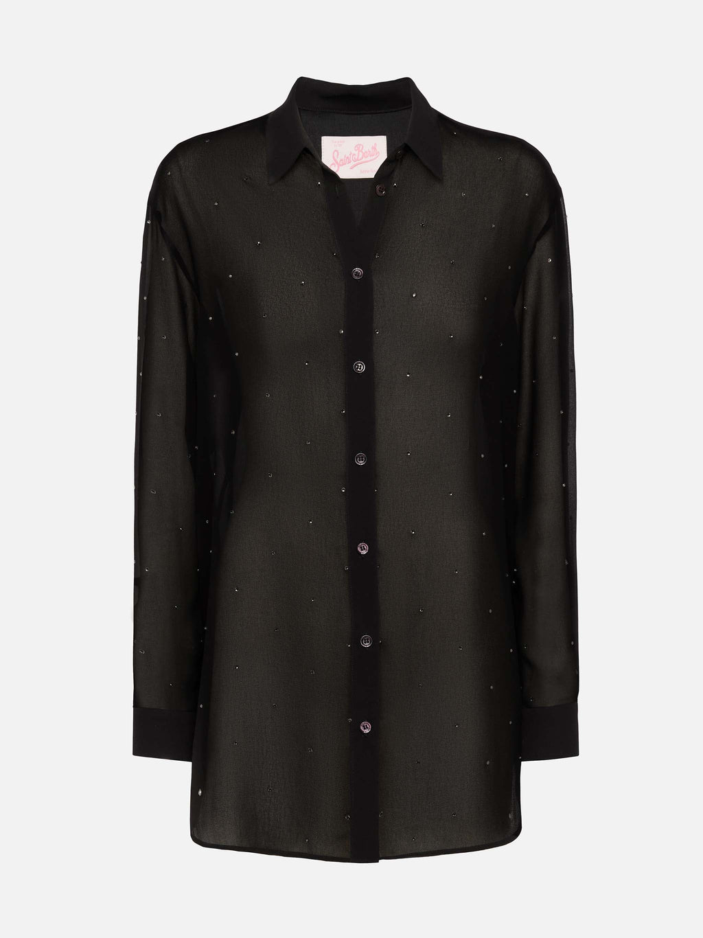 Camicia Brigitte nera in georgette con strass product image 6