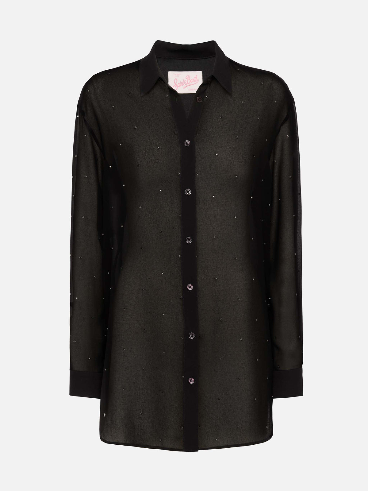 Camicia Brigitte nera in georgette con strass product image 6