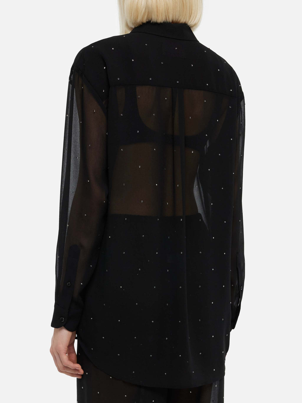 Camicia Brigitte nera in georgette con strass product image 4