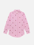 Camicia Mini Brigitte rosa a righe in seersucker con ricamo product image 1