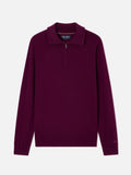 Maglia Buck bordeaux in cashmere con mezza zip