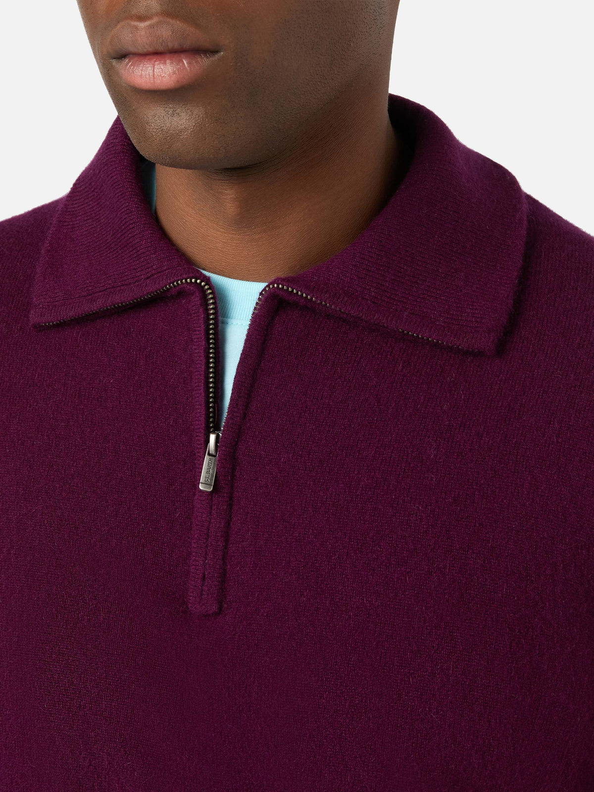 Maglia Buck bordeaux in cashmere con mezza zip