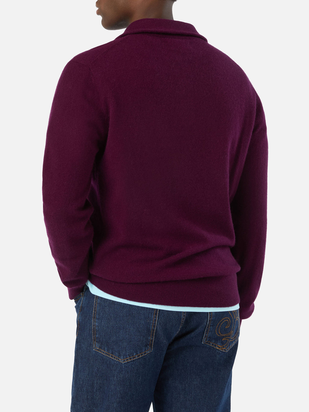 Maglia Buck bordeaux in cashmere con mezza zip