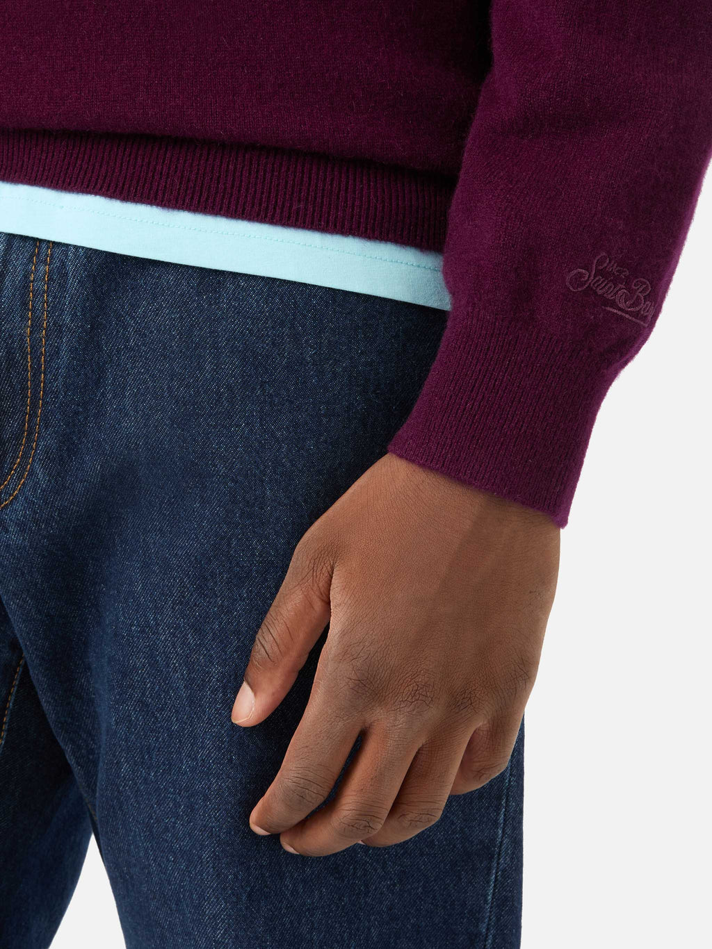 Maglia Buck bordeaux in cashmere con mezza zip