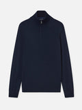 Maglia Buck blu navy in cashmere con mezza zip