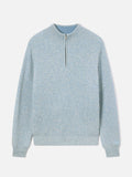 Maglia Buck azzurra in lana con mezza zip e costina mouliné
