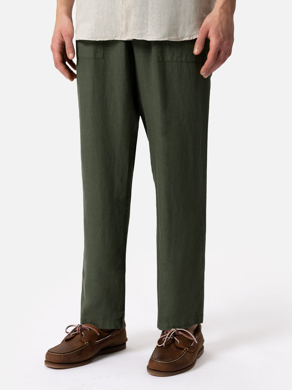Pantaloni Calais verde militare in lino
