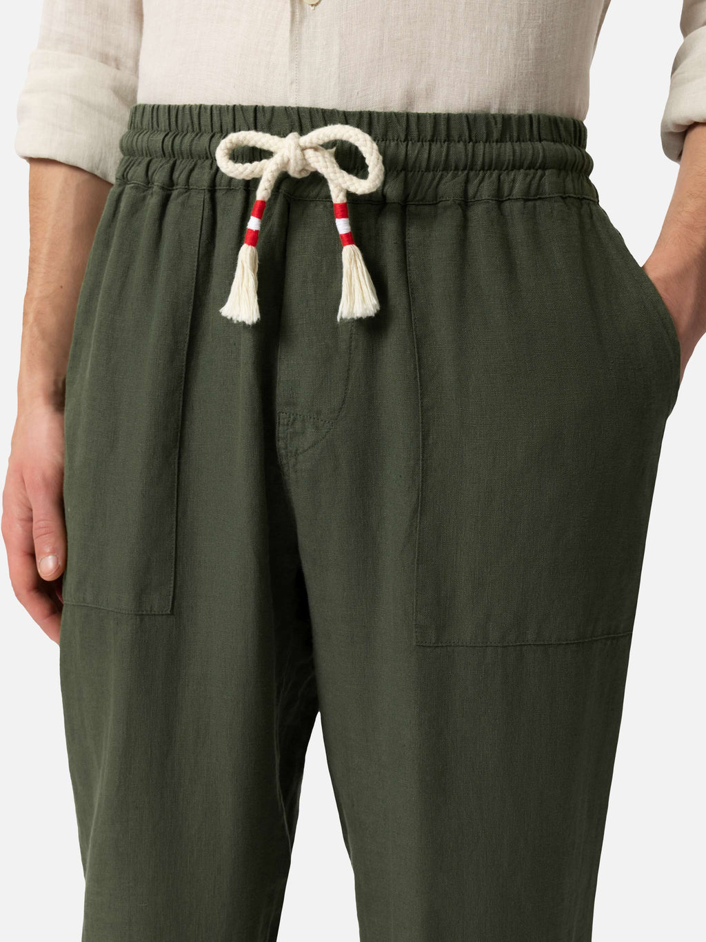 Pantaloni Calais verde militare in lino