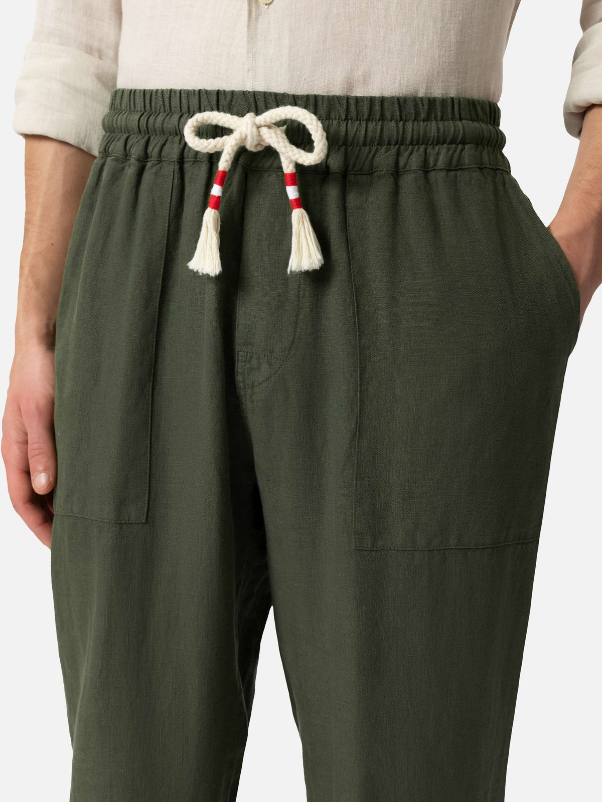 Pantaloni Calais verde militare in lino