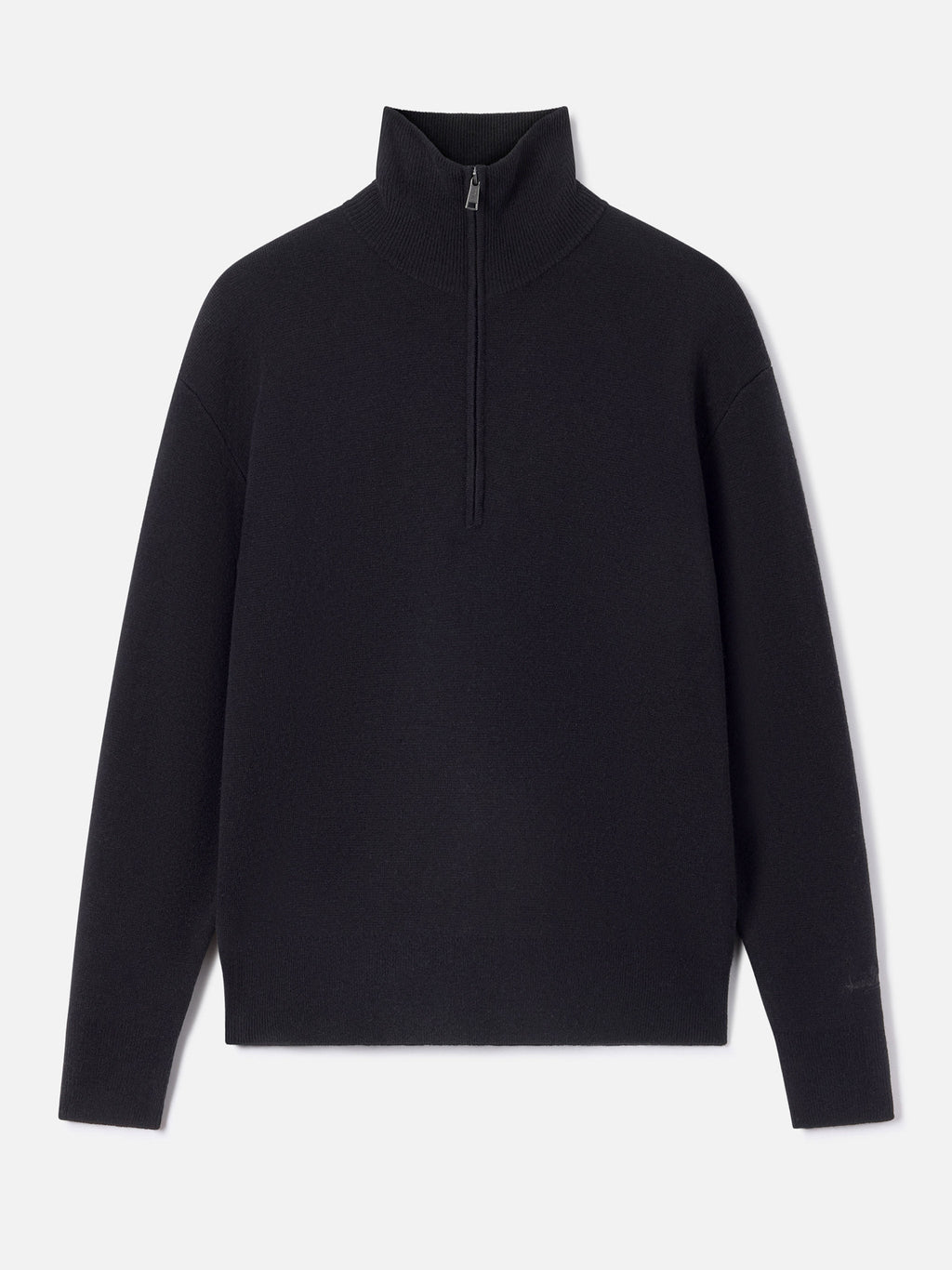 Maglia Capucine nera in lana con mezza zip