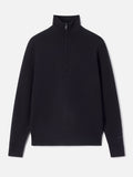 Maglia Capucine nera in lana con mezza zip