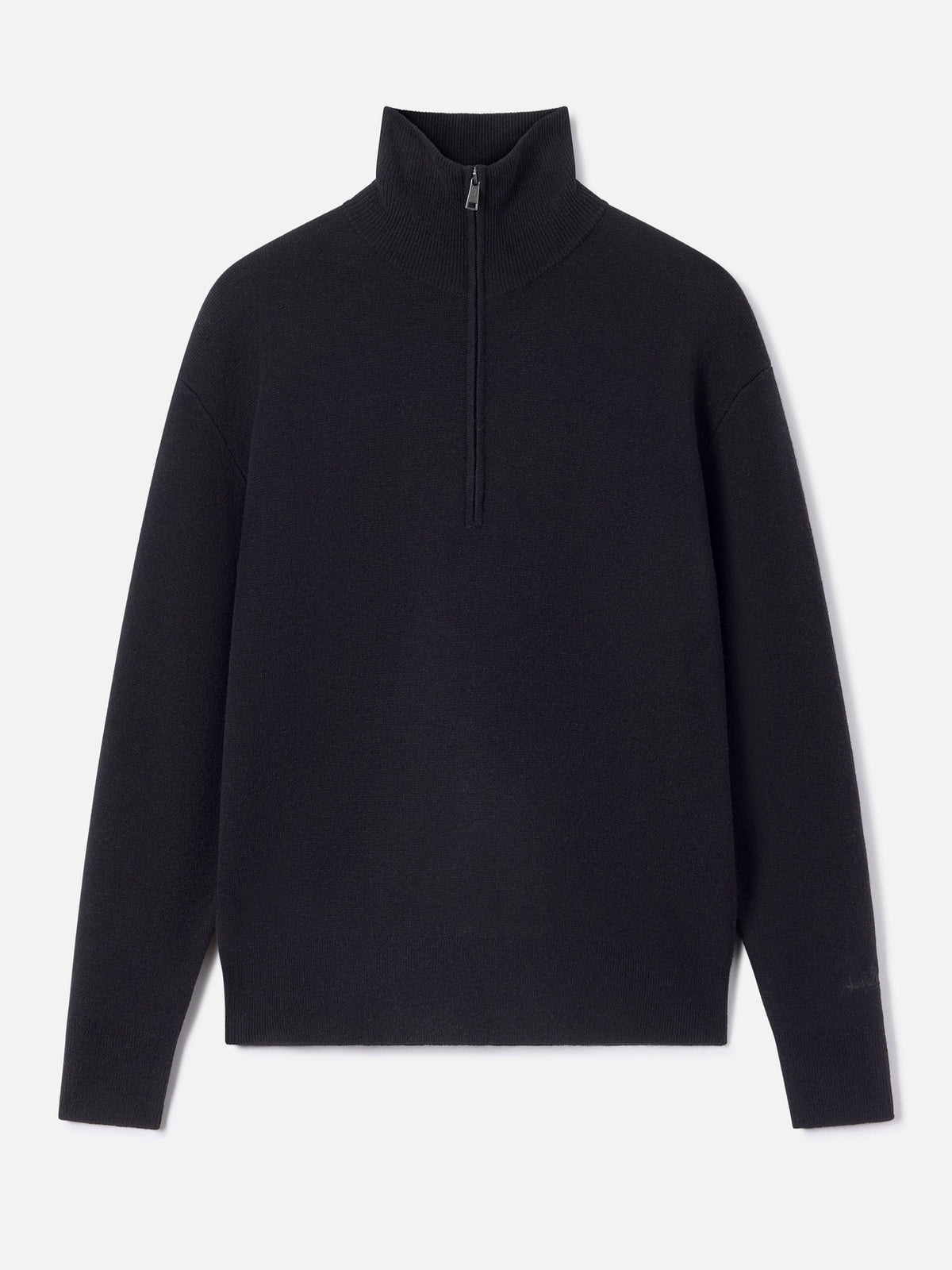 Maglia Capucine nera in lana con mezza zip