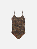 Costume intero Cecille Jr in lurex con stampa leopardata
