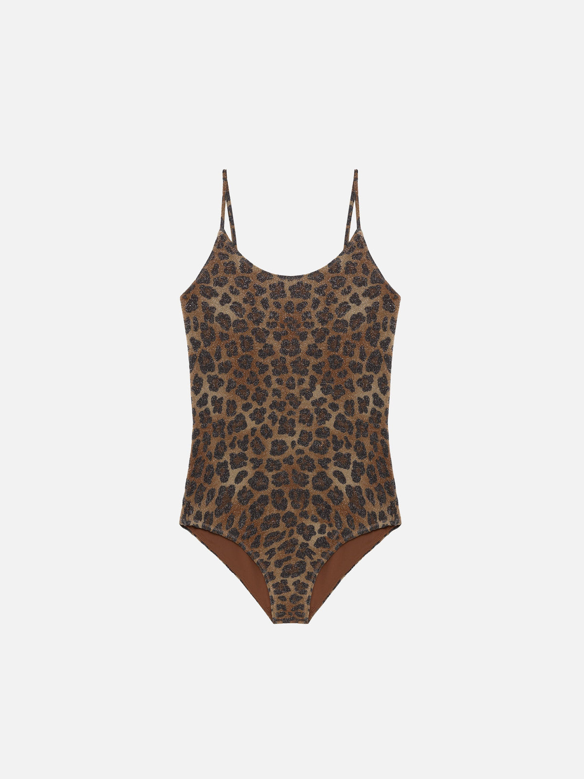 Costume intero Cecille Jr in lurex con stampa leopardata