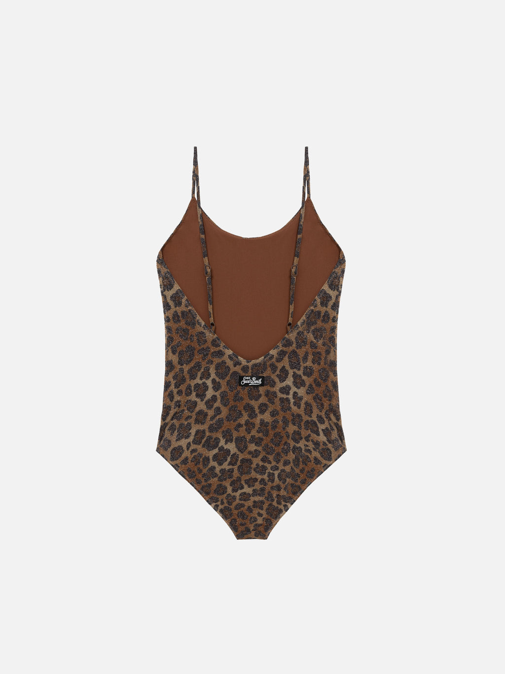 Costume intero Cecille Jr in lurex con stampa leopardata