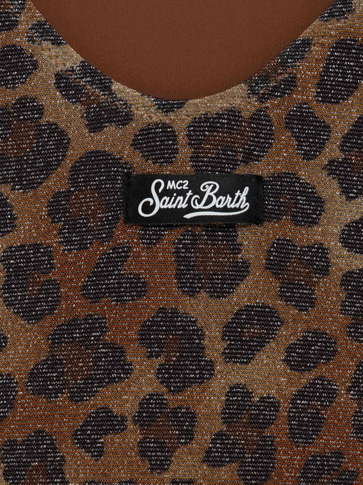 Costume intero Cecille Jr in lurex con stampa leopardata