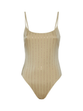 Costume intero Cecille oro con righe di strass
