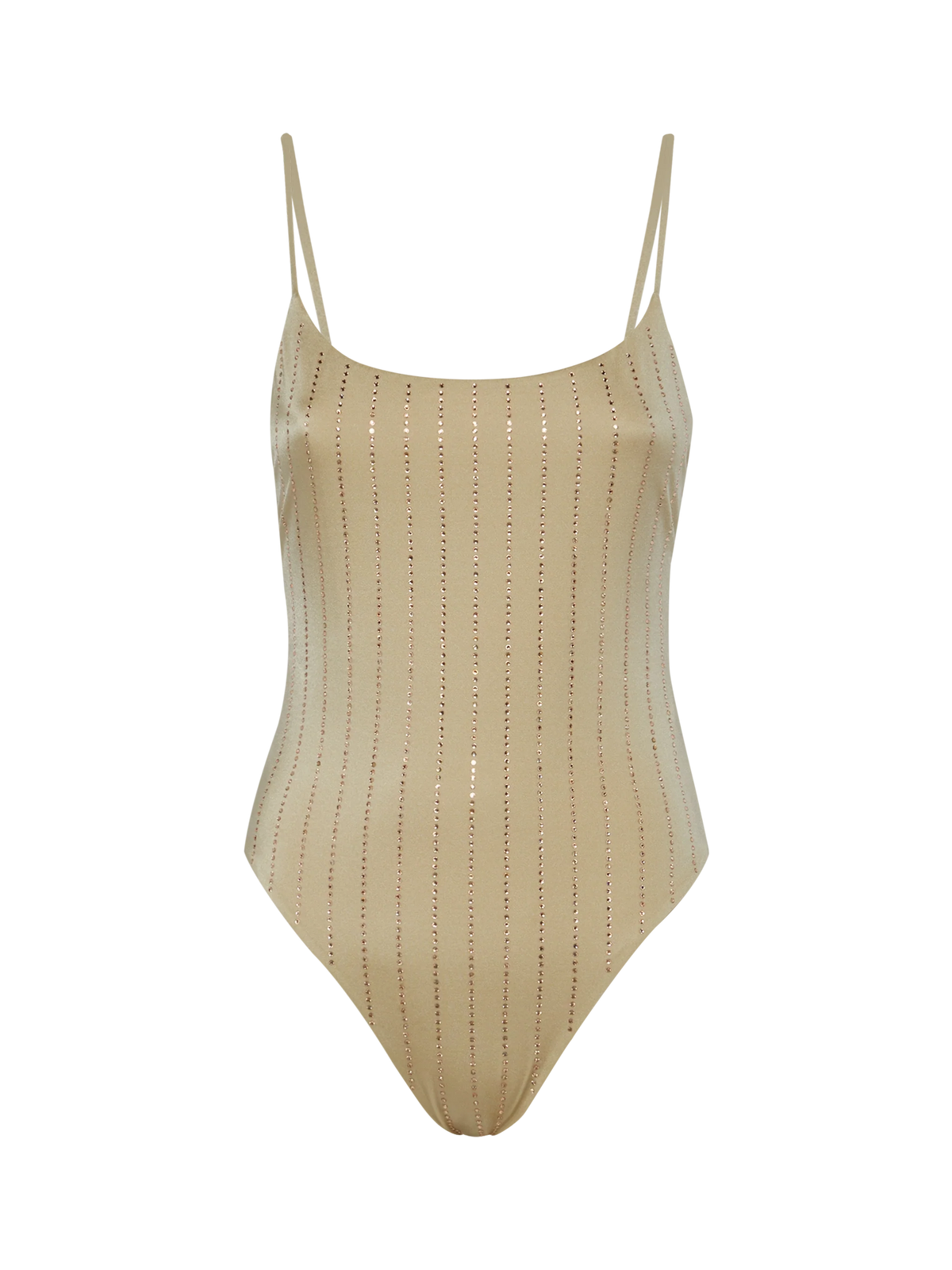 Costume intero Cecille oro con righe di strass