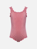 Costume intero Clio rosa in lurex con volant
