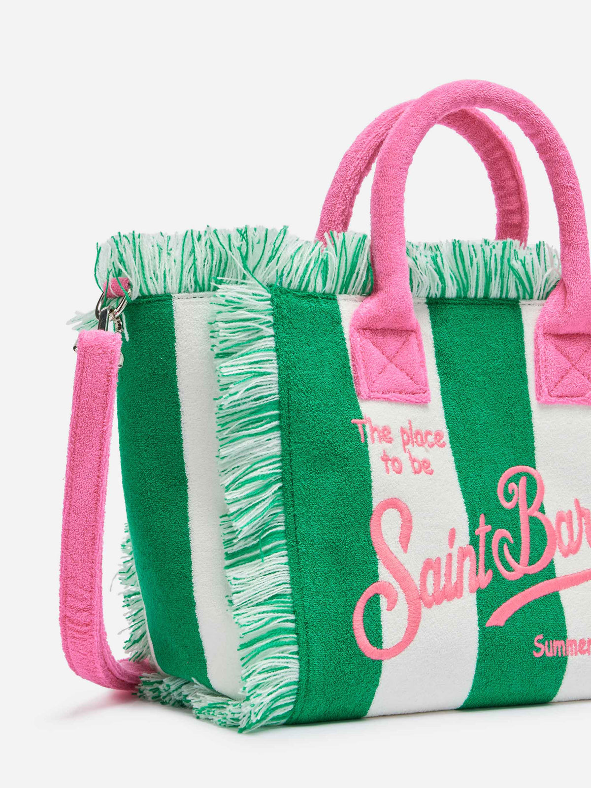 Borsa a mano Colette verde a righe in spugna