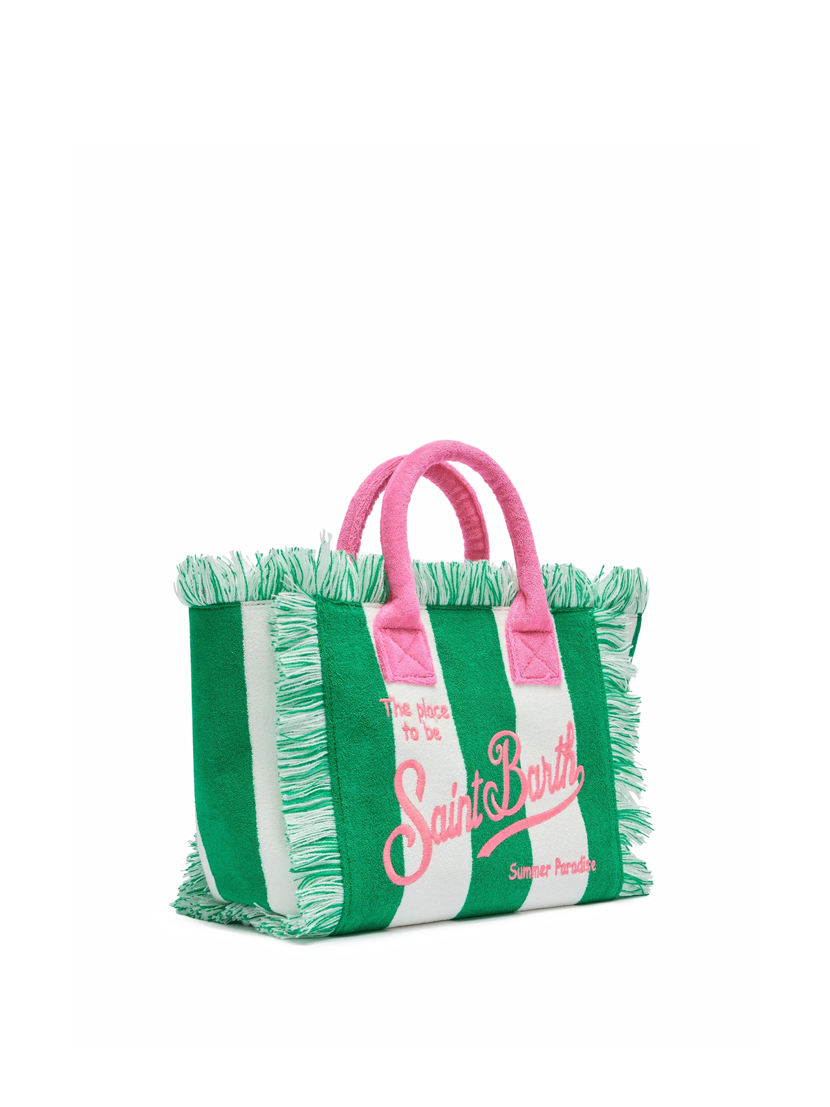 Borsa a mano Colette verde a righe in spugna