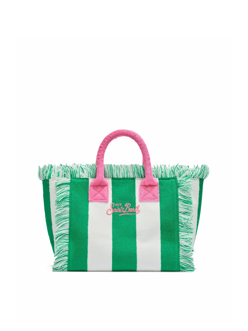 Borsa a mano Colette verde a righe in spugna