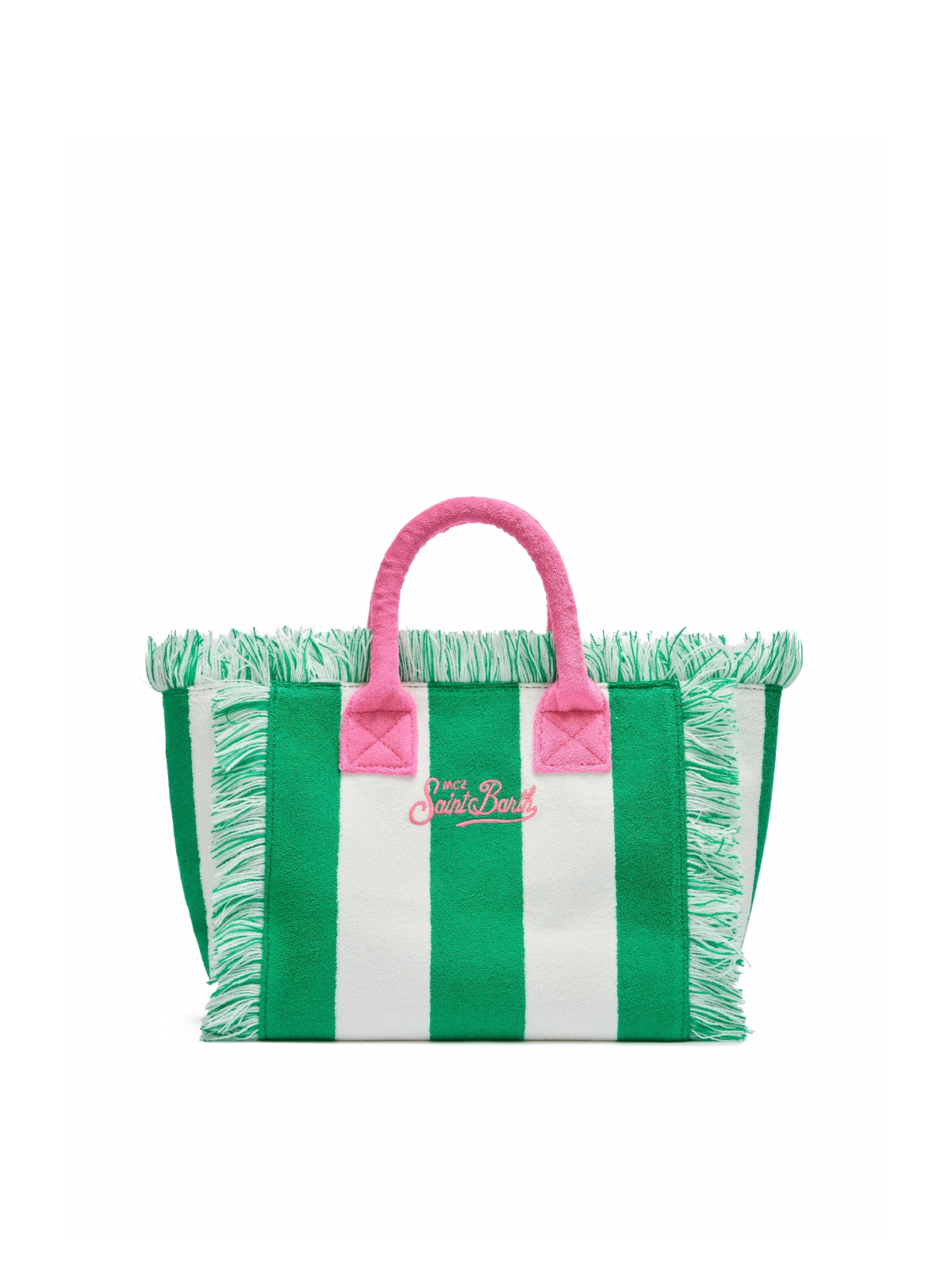 Borsa a mano Colette verde a righe in spugna